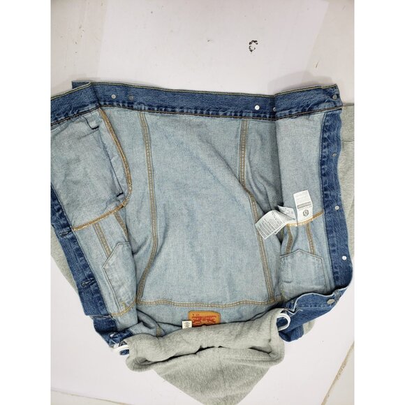 Levi Strauss Hybrid Sweatshirt-Style Hooded Original Denim Trucker Jacket Large - Picture 6 of 12